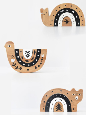 Wooden Toy . Bamboo Nesting Snail
