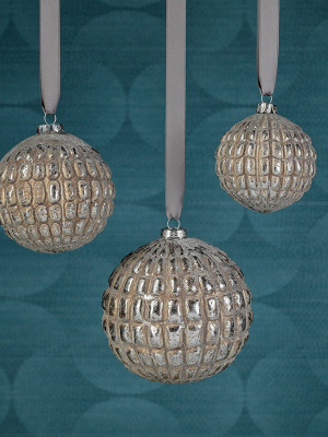 Silver & Grey Glass Ball Ornament