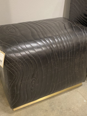 Forest Ottoman Charcoal Leather
