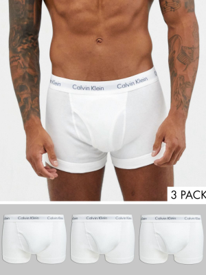 Calvin Klein 3 Pack Cotton Classic Trunks In White