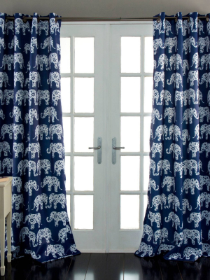 Set Of 2 84"x52" Elephant Parade Room Darkening Window Curtain Panels - Lush Décor