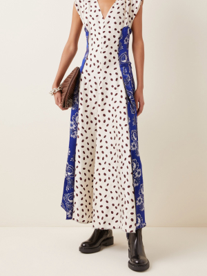 Dual Print V-neckline Satin Dress