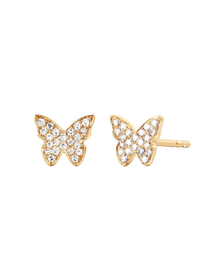 Diamond Butterfly Studs - Yellow Gold