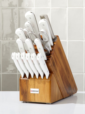 Wusthof ® Gourmet White 18-piece Knife Set With Acacia Block
