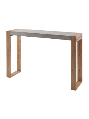 Paloma Console Table In Lightweight Concrete And Acacia Wood