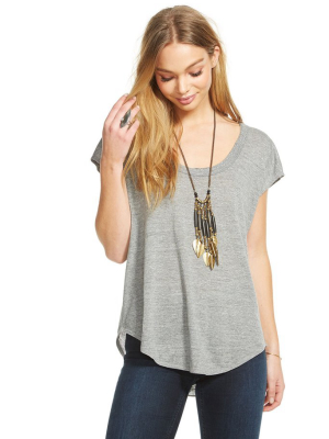 Triblend Jersey Cut Out Draped Back Shirttail Tee