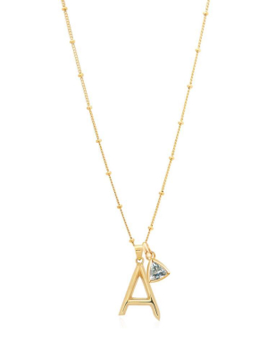 Initial & Birthstone Gold Necklace