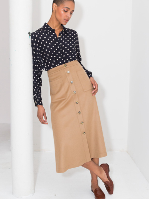 Sand Cashmere Wool A-skirt