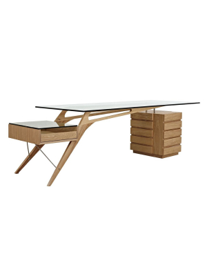 Mid Century Koen Cavour Desk - Oak