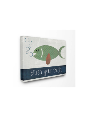 30"x1.5"x40" Brush Your Teeth Fish Xxl Stretched Canvas Wall Art - Stupell Industries