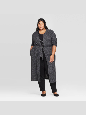 Women's Plus Size Open Layering Belted Duster Cardigan - A New Day™