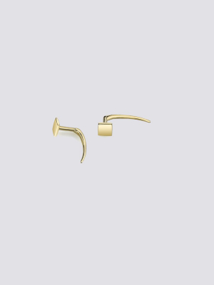 14k Square On Infinite Tusk Earrings