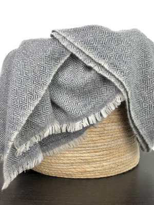 Diamond Charcoal Cashmere Throw