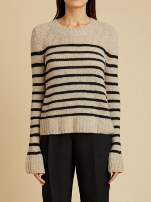 The Tilda Sweater In Powder And Black Stripe