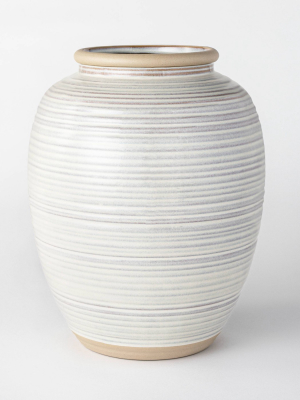 11" Ceramic Ribbed Vase Gray - Threshold™ Designed With Studio Mcgee