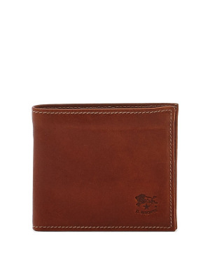 Il Bisonte Men's Bi-fold Wallet In Vintage Cowhide Leather (c0437), Dark Brown Seppia (566)