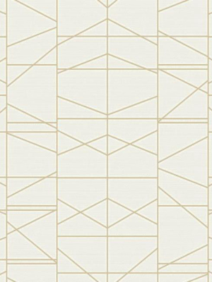 Modern Perspective Wallpaper In Gold And Cream From The Geometric Resource Collection By York Wallcoverings