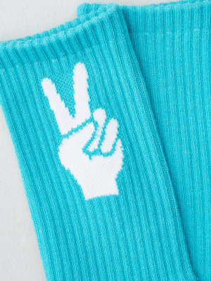 Aeo Peace Hand Crew Sock