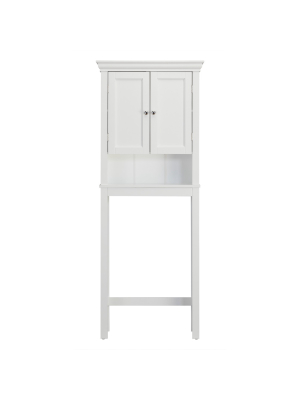 Bourbon Space Saver With Two Contemporary Doors And An Open Shelf Over The Toilet Etagere White - Elegant Home Fashions
