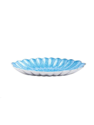 Julia Knight Peony 16" Oval Bowl In Azure