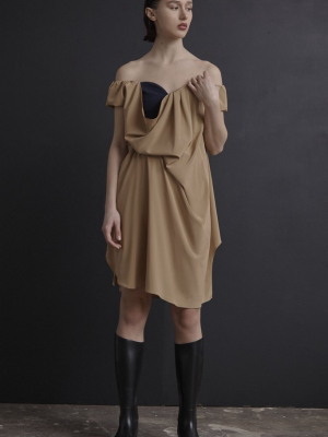 Open Neck Tuck Dress