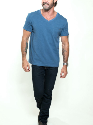 Knitted Short Sleeves T-shirt In Blue