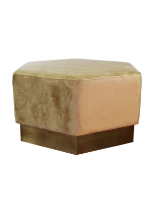 Myra Ottoman Brushed Brass Camel Velvet