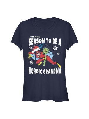 Junior's Marvel Christmas Spider-woman Heroic Daughter T-shirt