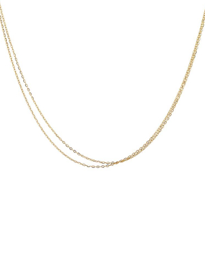 Thin Fine Chain Double Wrap Collar Necklace