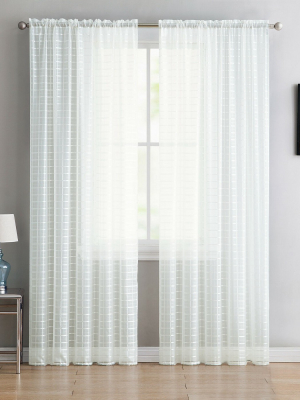 Goodgram 2 Pack: Contemporary Plaid Sheer Voile Window Curtains