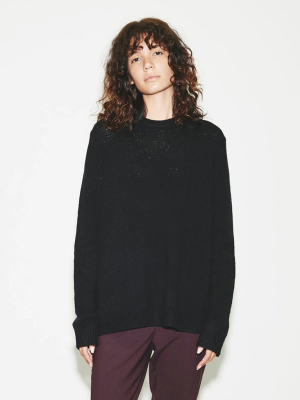 Cashmere Wool Oversized Crewneck In Black