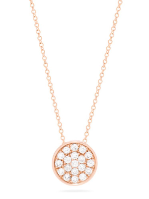 Effy Pave Rose 14k Rose Gold Diamond Disc Pendant, 0.28 Tcw