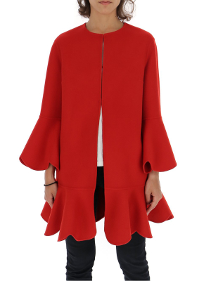 Valentino Ruffle Trim Straight Coat