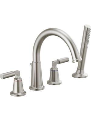 Delta Faucet T4748 Delta T4748 Bowery Deck Mounted Roman Tub Filler With Built-in Diverter And Hand Shower