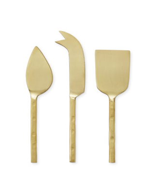 Gold Textured Cheese Knives, Set Of 3