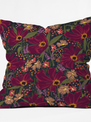 Maroon Floral Throw Pillow - Deny Designs