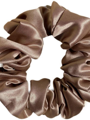 Premium Organic Silk Scrunchie - Soft Brown