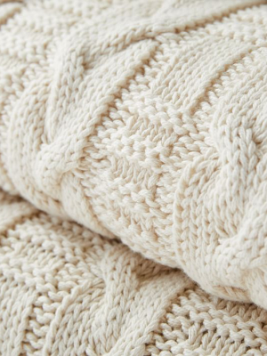 Made*here New York Cotton Braided Cable Knit Throw