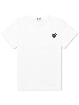 Comme Des Garcons Play Kid's Black Emblem T-shirt - White