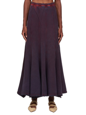 Flare Panel Long Skirt (wtskirt3-s21-j17-dark-purple-a)