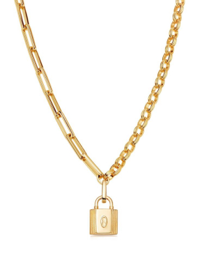 Ridge Padlock Chain Necklace