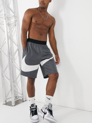 Nike Basketball Large Swoosh Logo Shorts In Gray
