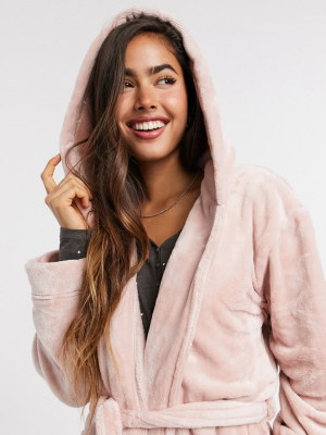 Lindex Super Soft Fleece Robe In Pink