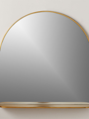 Brass Arched Mirror With Shelf