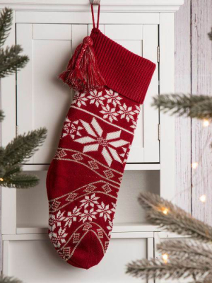 Knit Snowflake Stocking