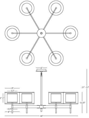 Saturnia 6-light Chandelier In Various Finishes And Shades