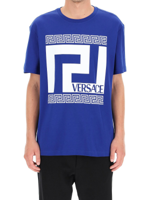 Versace Logo Printed Crewneck T-shirt