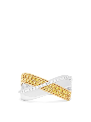 Effy Canare 14k Two-tone Gold  Yellow And White Diamond Ring, 0.44 Tcw