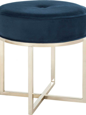 Anastasia Round Ottoman Navy/brass