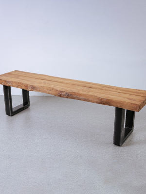 Demetria Live Edge Outdoor Teak Bench